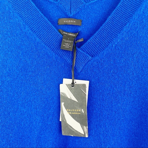 Halogen Royal Blue 100% Cashmere Sweater V Neck - Picture 7 of 8